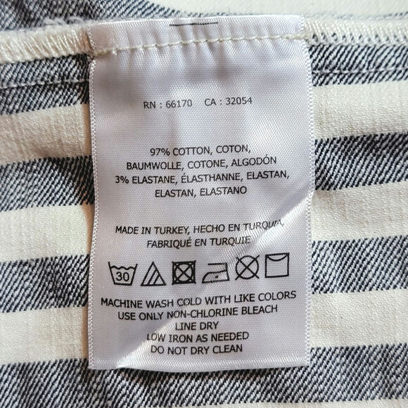 Anthropologie Striped Pencil Skirt Wrap Belted Midi Knee Length Blue & White 10 - Picture 13 of 14